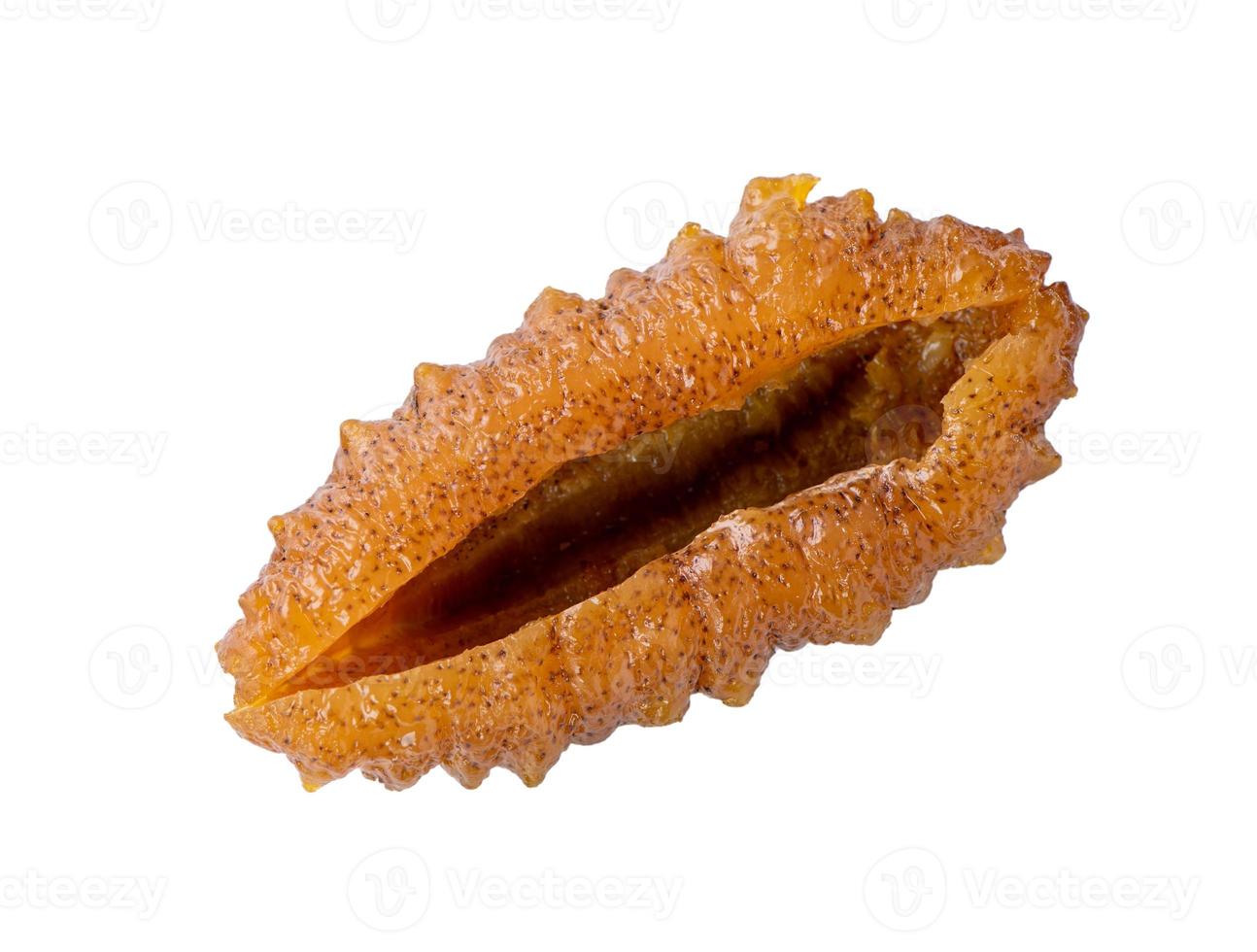 Beautiful sea cucumber seafood isolated on white background, clipping path, cut out, close up. photo