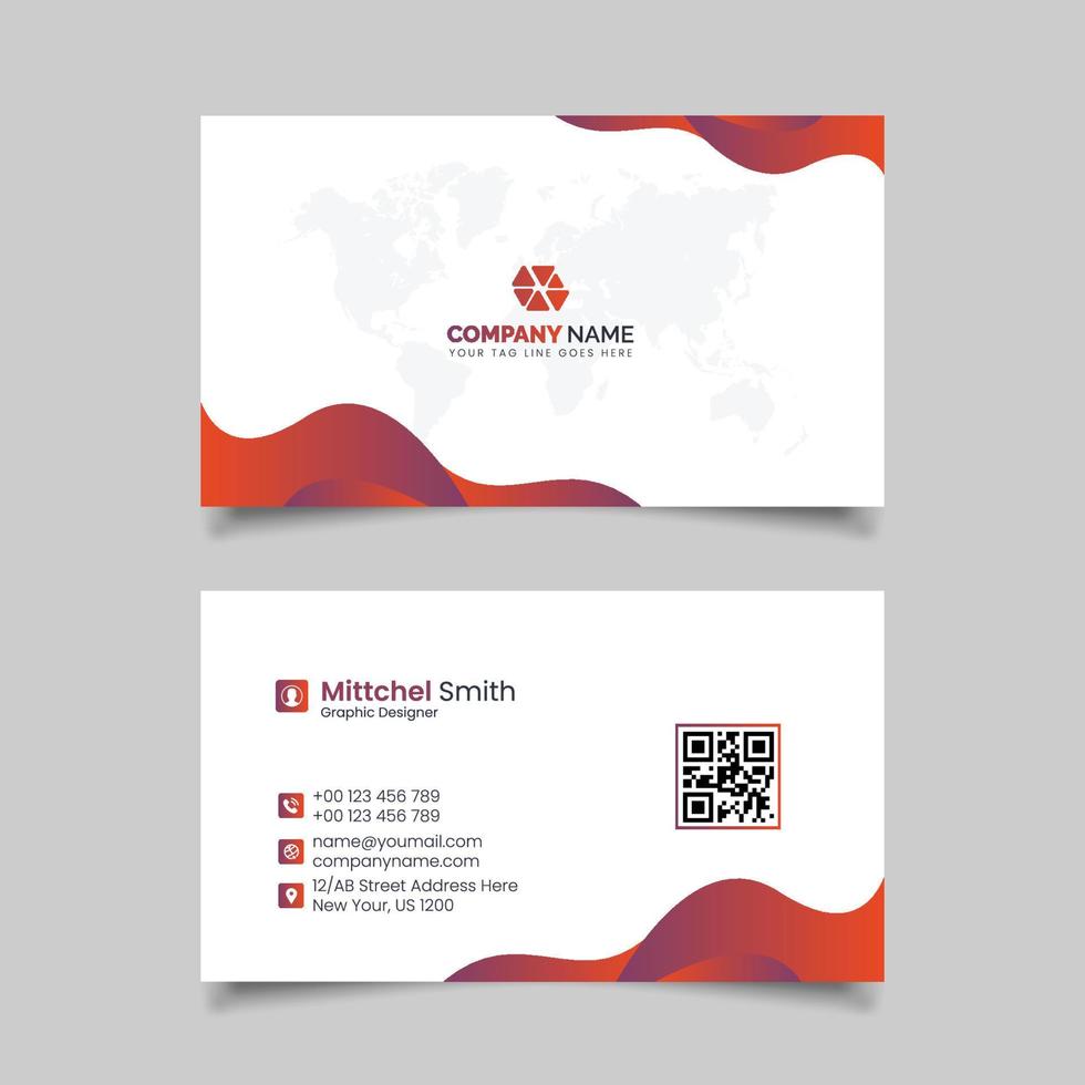 Modern Professional and Clean Business Card Design Vector Templat