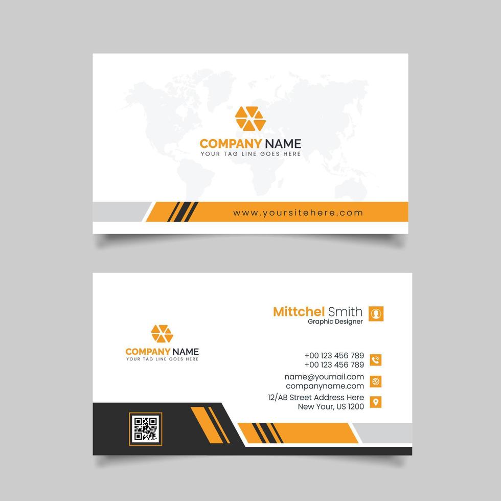 Modern Professional and Clean Business Card Design Vector Templat