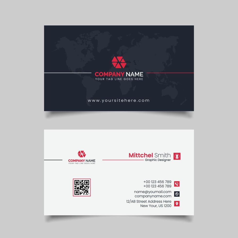 Modern Professional and Clean Business Card Design Vector Templat