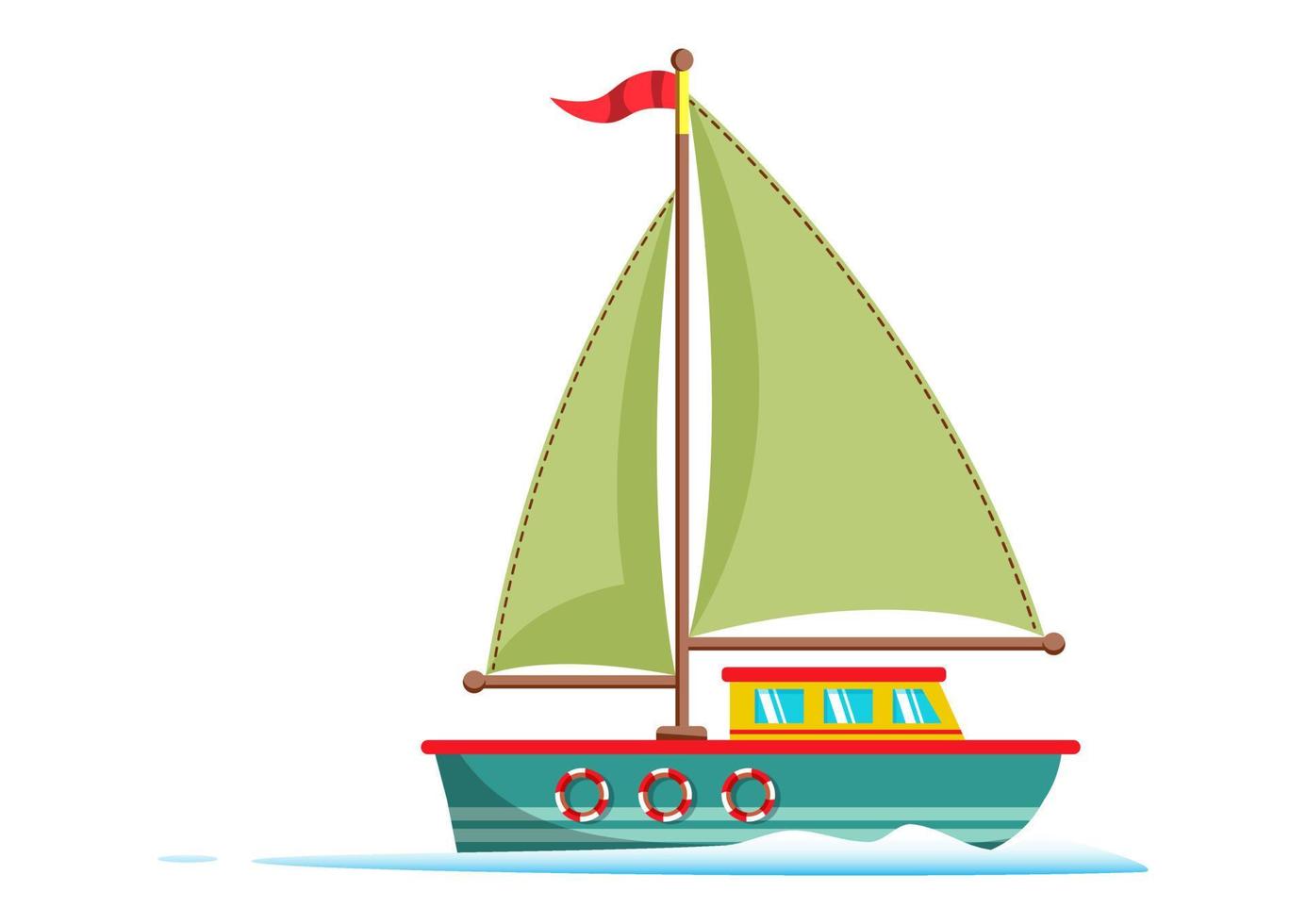 Clipart Boat In Flat Style Isolated On White Background Vector ...