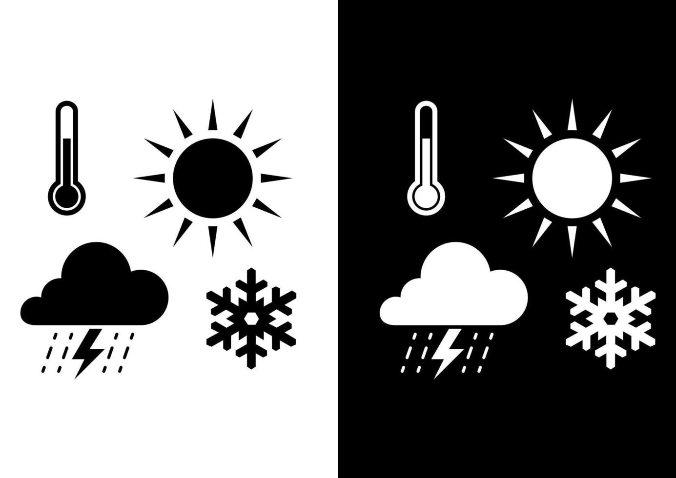 Black and White Weather Icons Clipart Vector Illustration 9576485