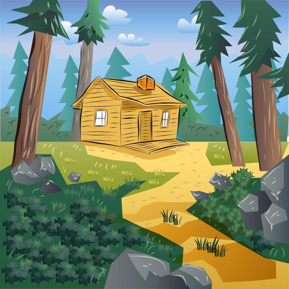 Mountain Cabin Illustration vector