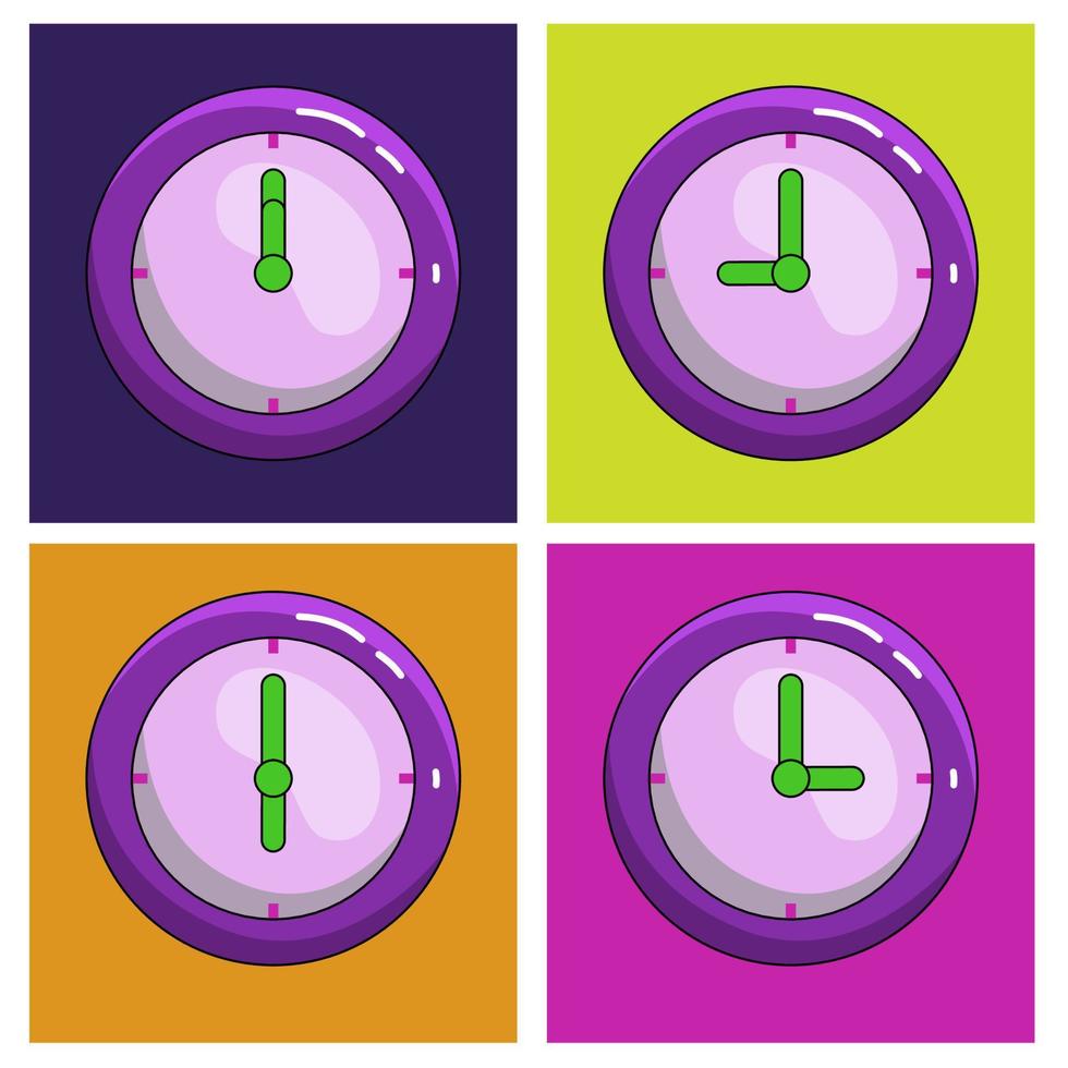 reloj de estilo plano, vector de stock.