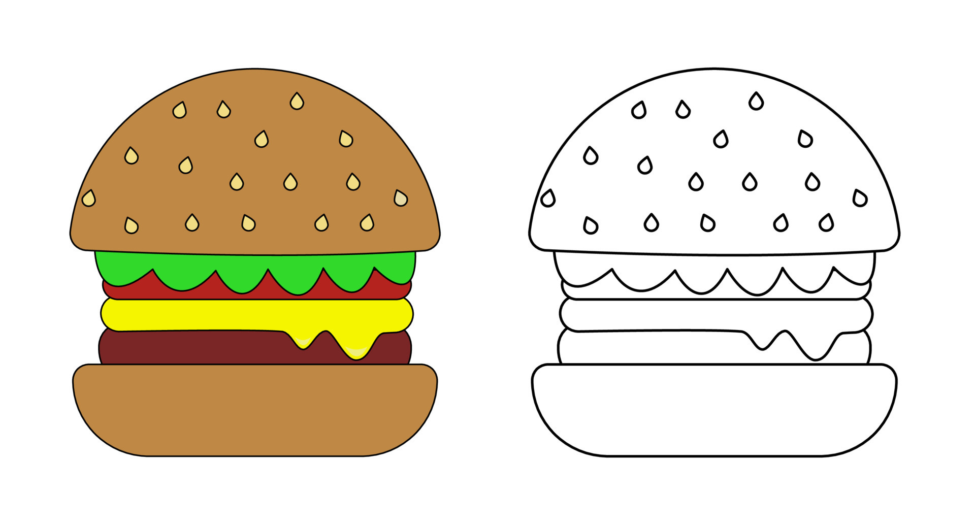 Ilustración de página para colorear de personaje de hamburguesa  Vector  Premium