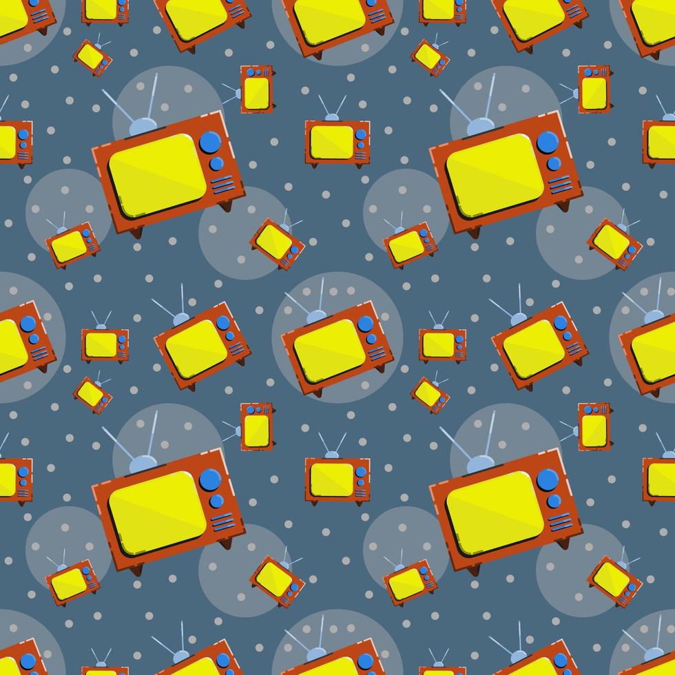 Seamless pattern with retro tv. Vector illustration in retro style.