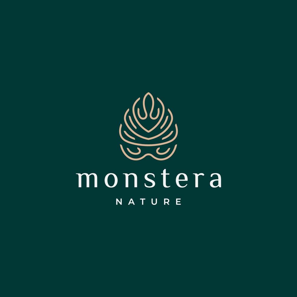 Monstera leaf nature logo icon design template flat vector illustration