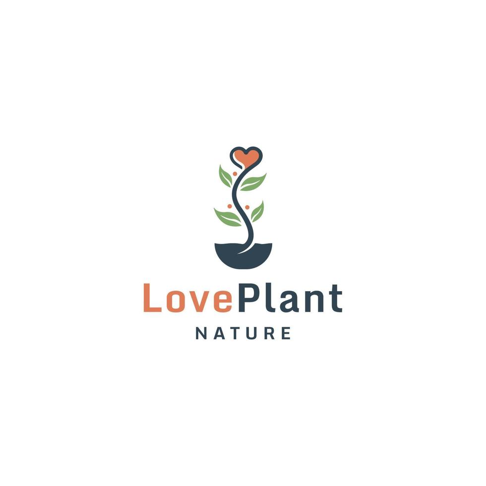 Love plant nature logo icon design template flat vector illustration