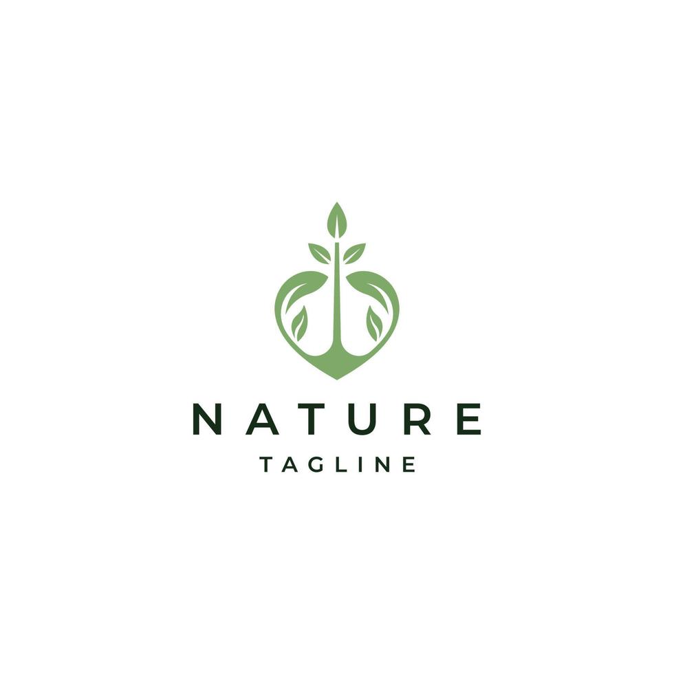 Love plant nature logo icon design template flat vector illustration