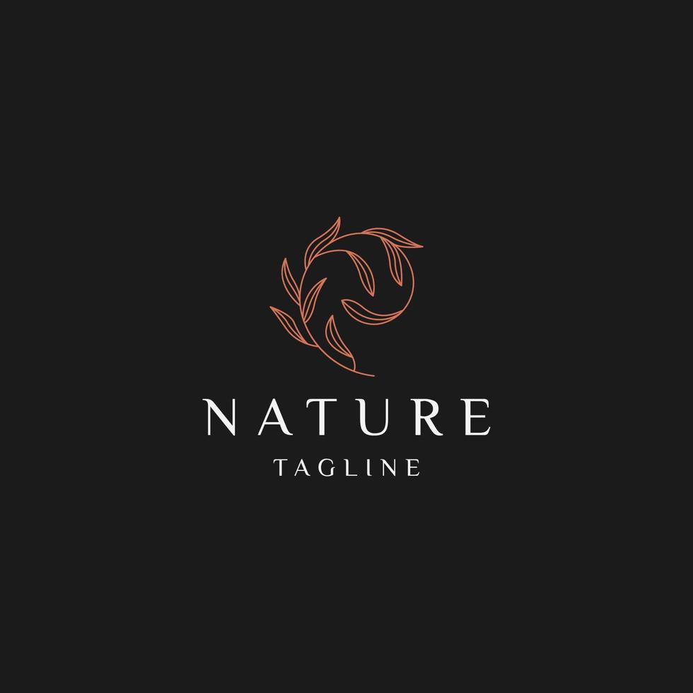 Luxurious Nature floral leaf ornament logo icon design template. Gold, elegant, beauty, spa, yoga, cosmetic product, modern vector illustration