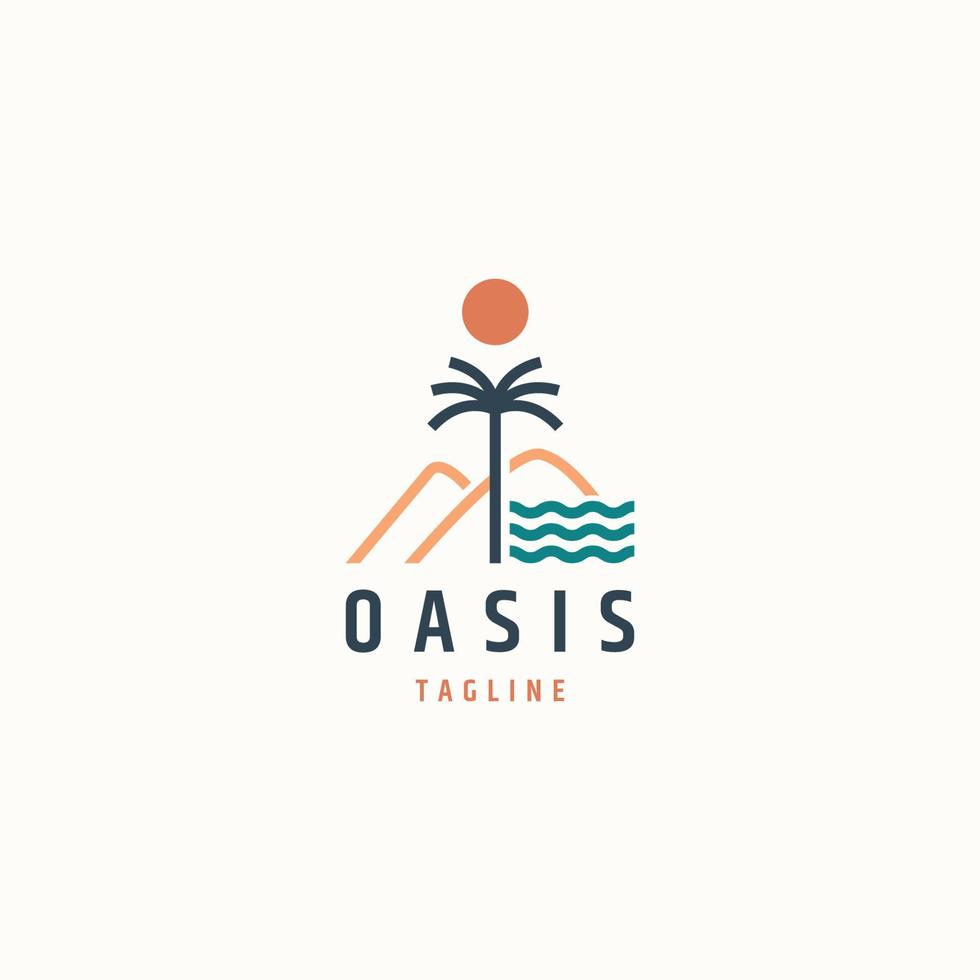 Oasis desert logo icon  design template flat vector illustration