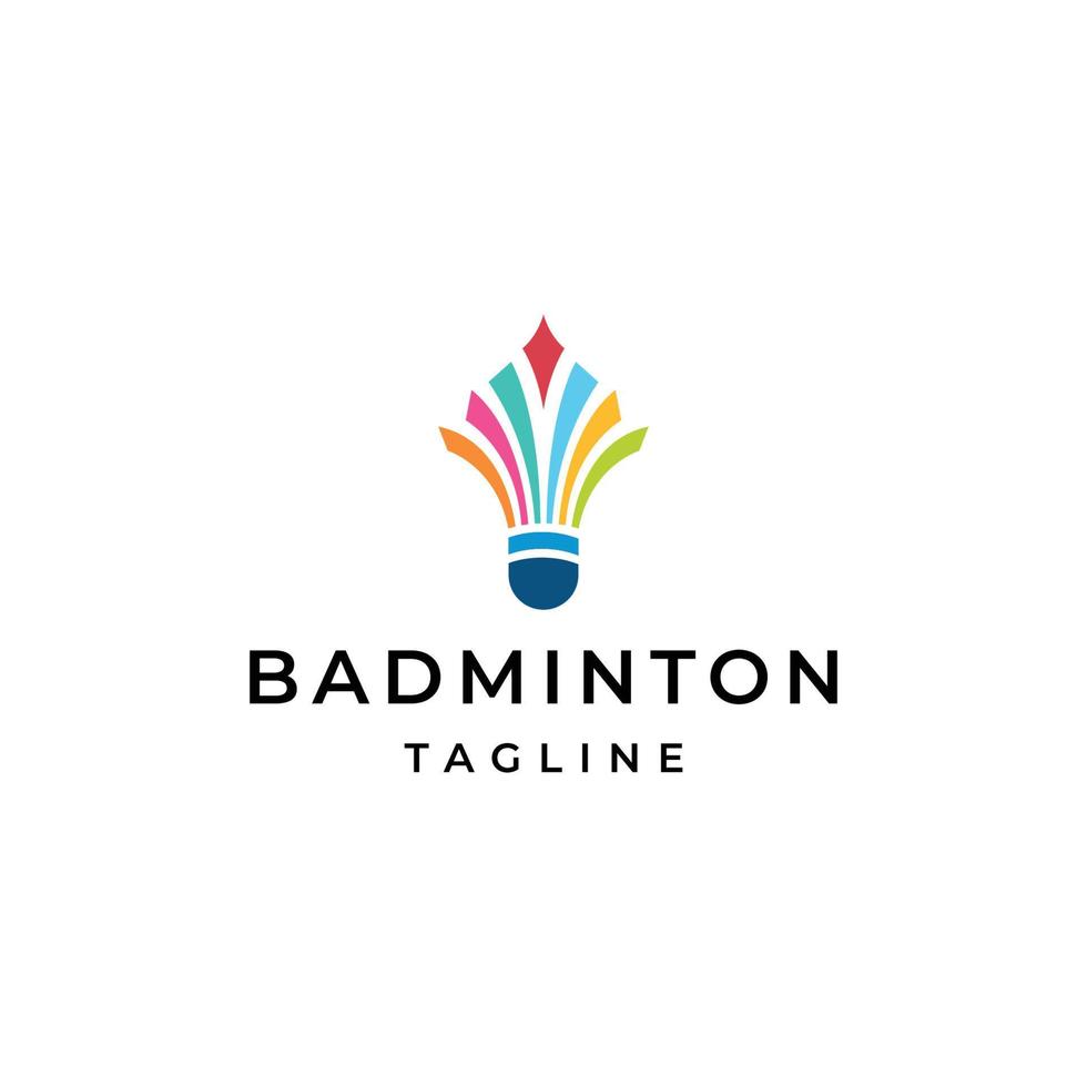 Ilustración de vector plano de plantilla de diseño de icono de logotipo de bádminton de volante