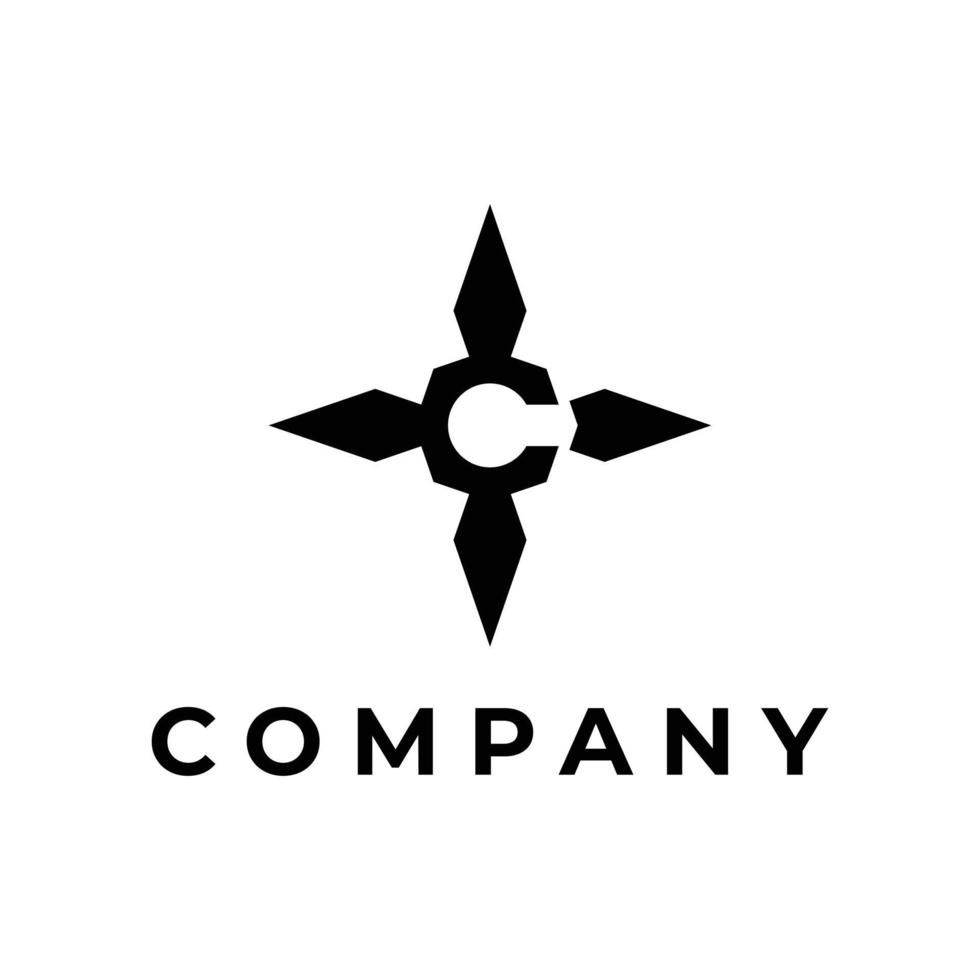 letter C compass logo design vector