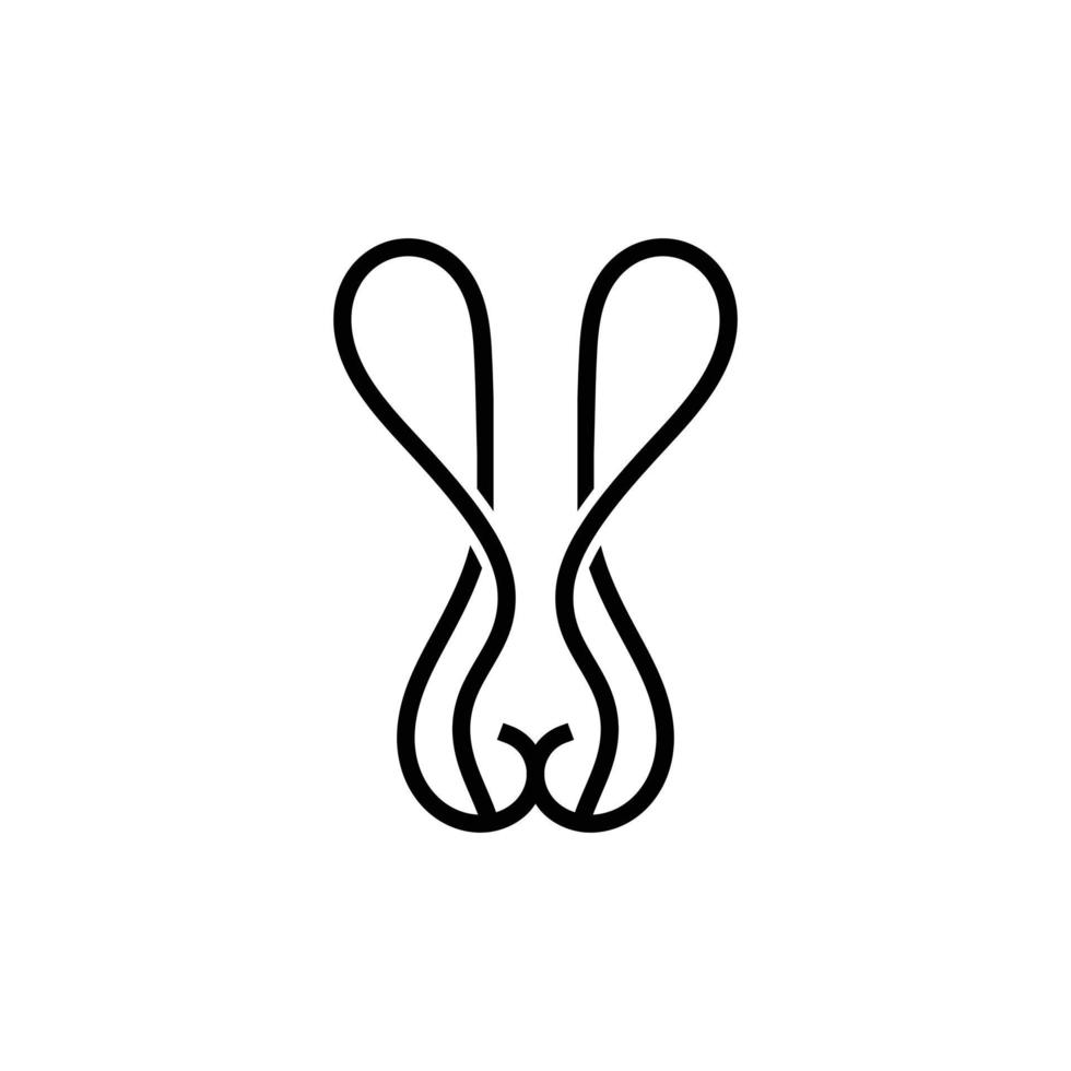 conejo en diseño de logotipo de estilo de arte lineal vector