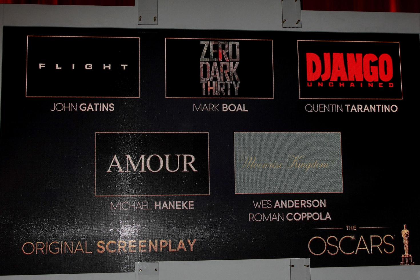 LOS ANGELES, JAN 10 - Original Screenplay Nominations at the 2013 Academy Award nomination announcements at Samuel Goldwyn Theater on January 10, 2013 in Beverly Hills, CA photo