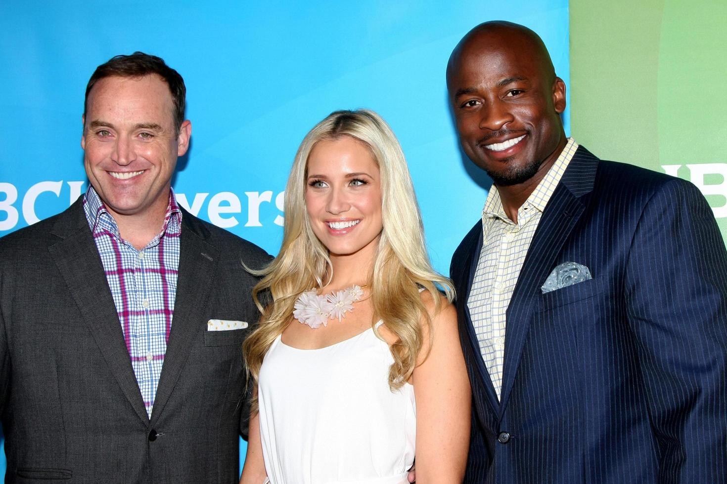 LOS ANGELES, FEB 2 - Matt Iseman, Kristine Leahy, Akbar Gbajabiamila at the NBC Universal Summer Press Day 2015 at the Huntington Langham Hotel on April 2, 2015 in Pasadena, CA photo