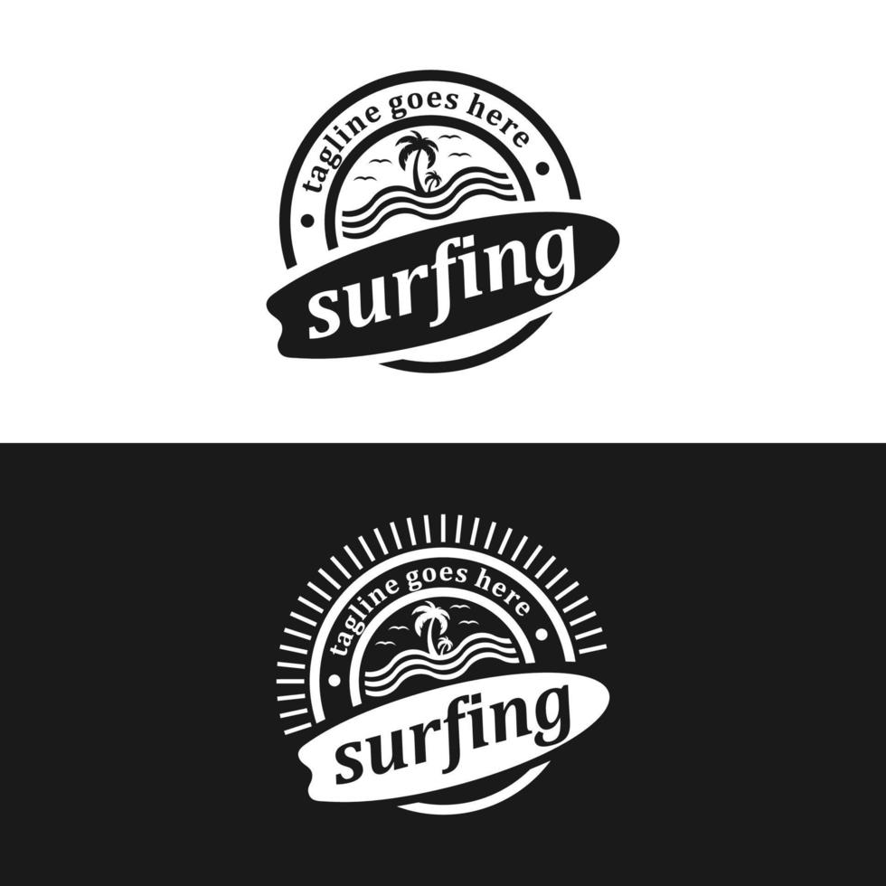 Surf emblem with fintage style, for t-shirt screen printing design vector