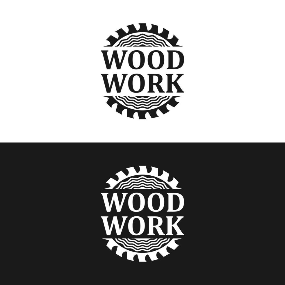 wood work logo in vintage style vector