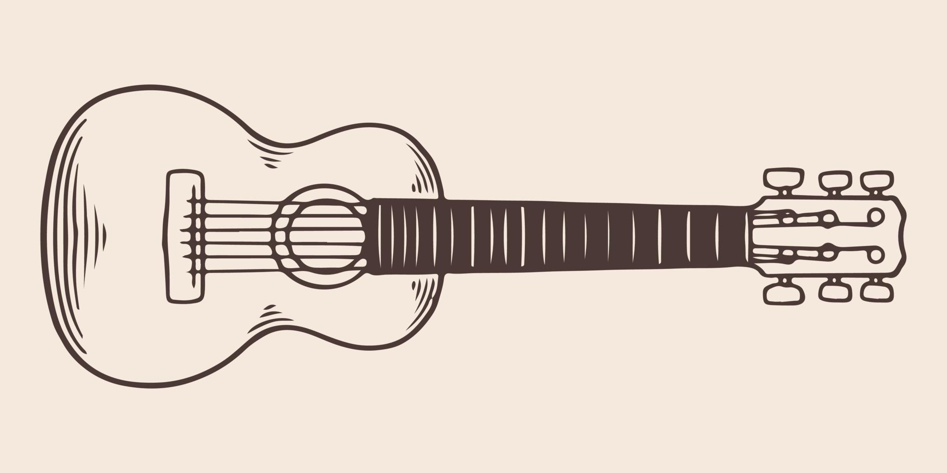 viajero de guitarra dibujado a mano vintage en estilo grabado vintage vector