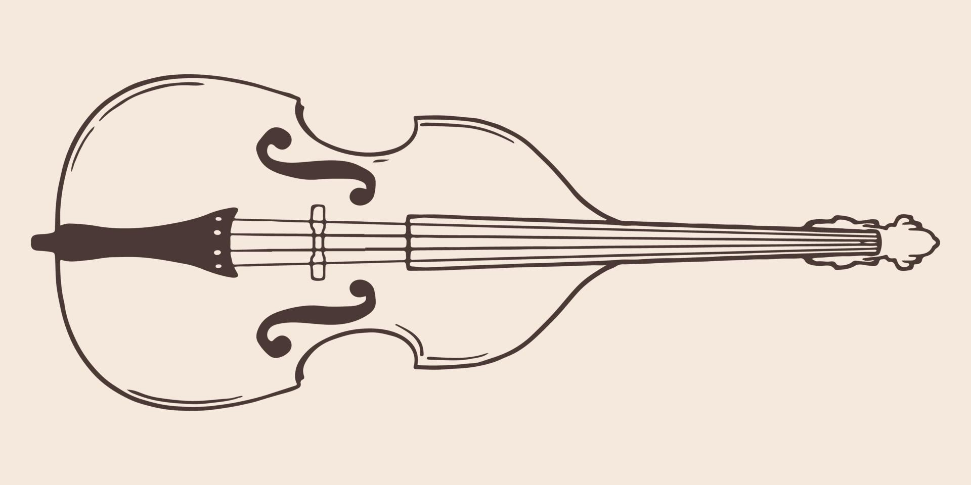 Vintage hand drawn cello in vintage engraved style vector