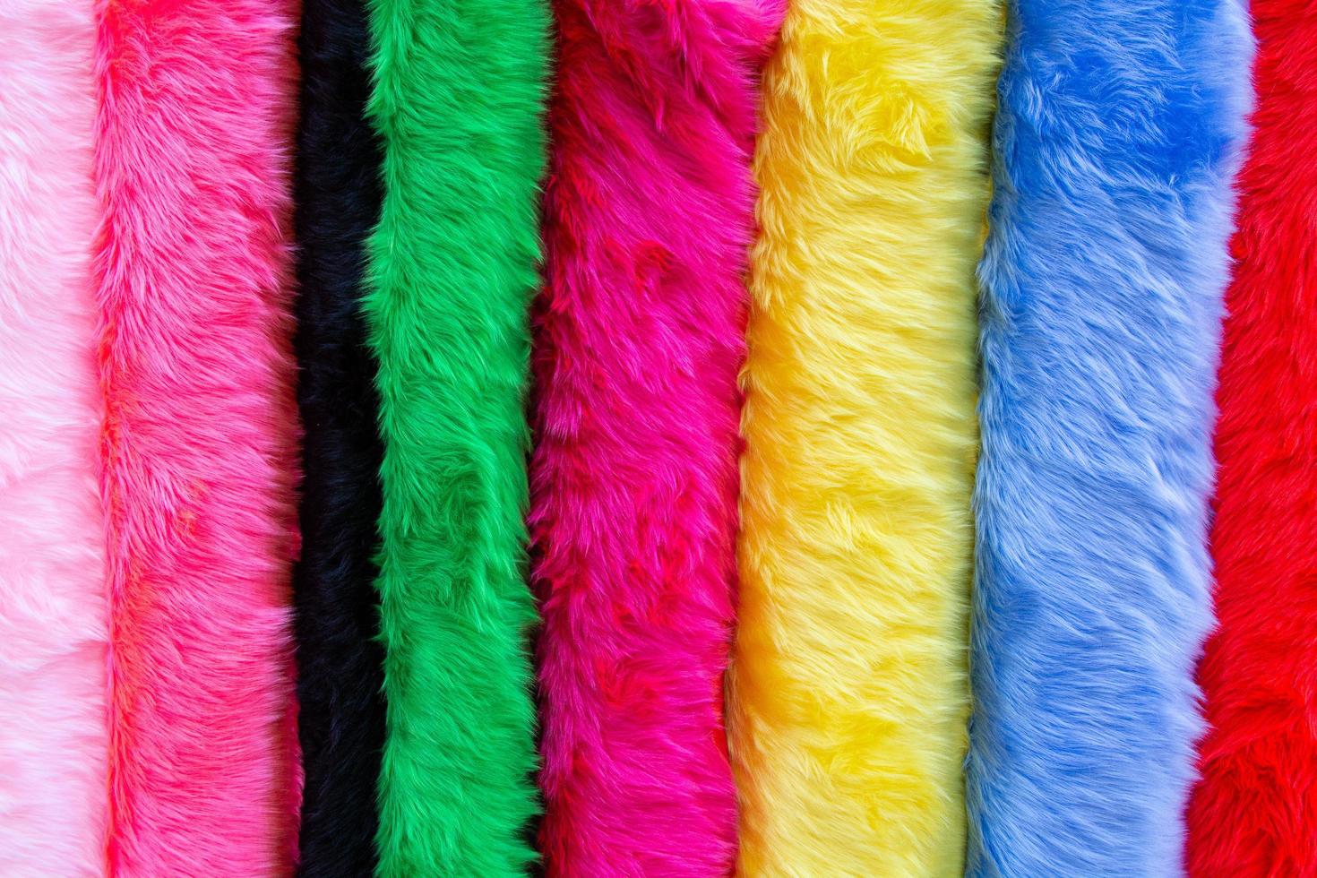 Rolls Of Colorful Fur Fabrics photo