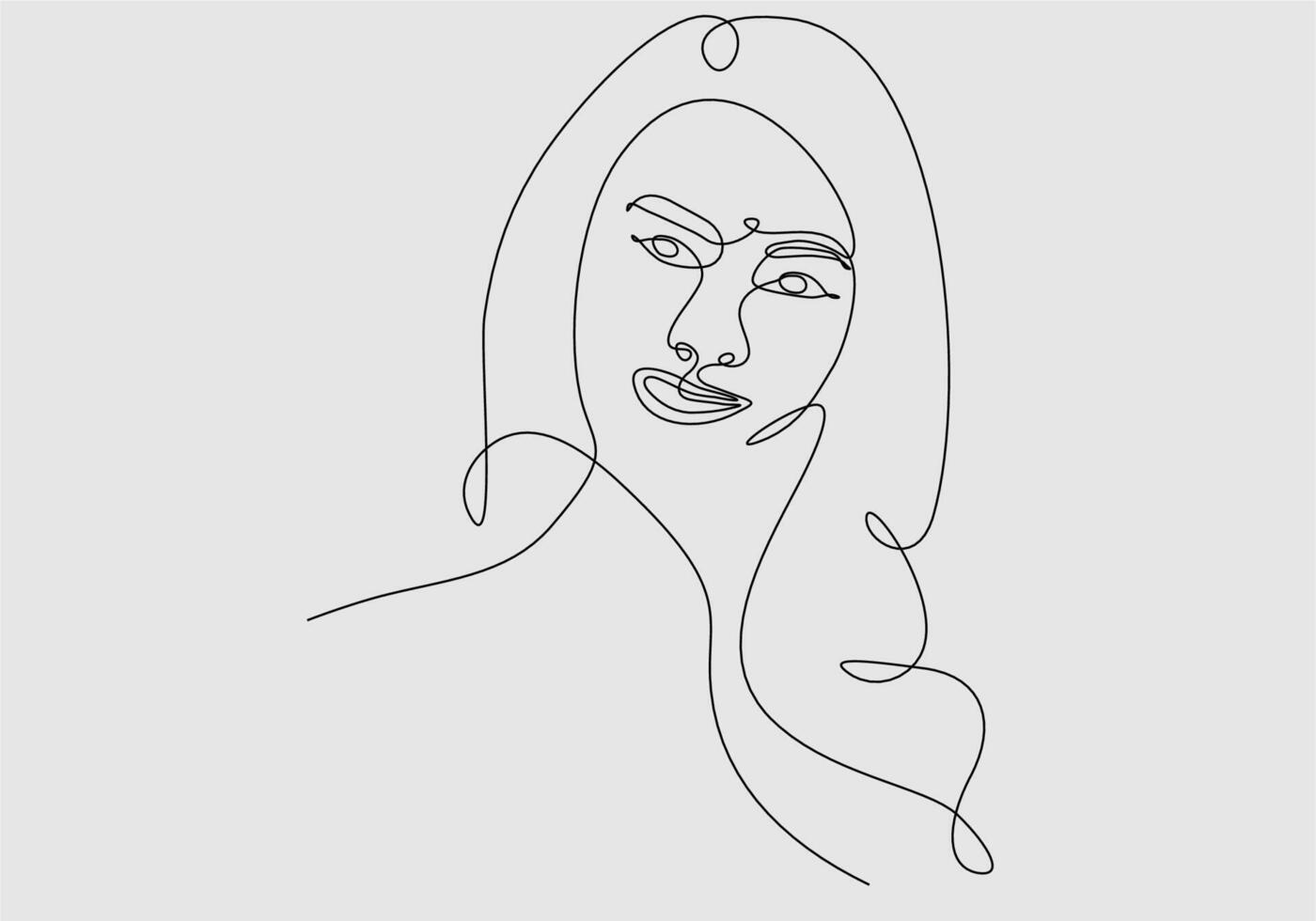 dibujo de línea continua hermoso retrato de cara de mujer. concepto de cuidado de la piel de belleza para modelos femeninos jóvenes. modelo de belleza de moda sobre fondo blanco. vector