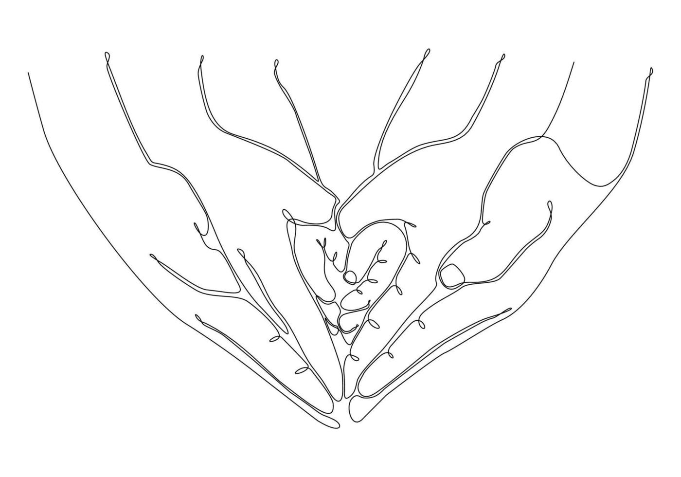 Continuous line art Baby holding little finger of adult hand together. One line design style.- vector illustration