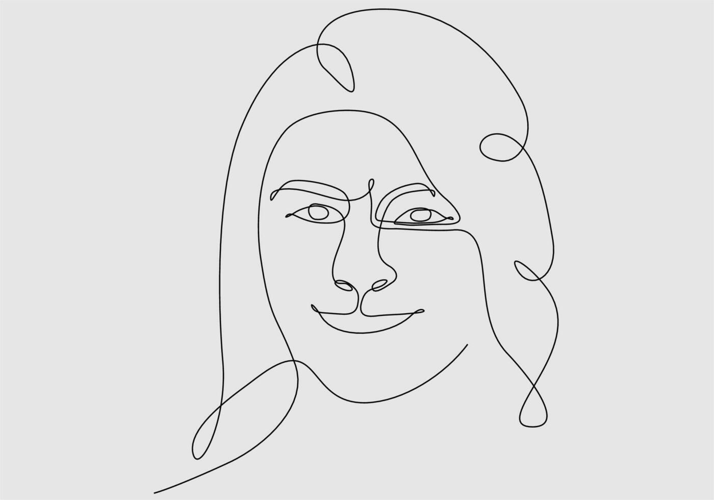 Continuous line drawing Beautiful Woman face portrait. Beauty Skin Care Concept for young female models. Fashion beauty model on white background. Vector