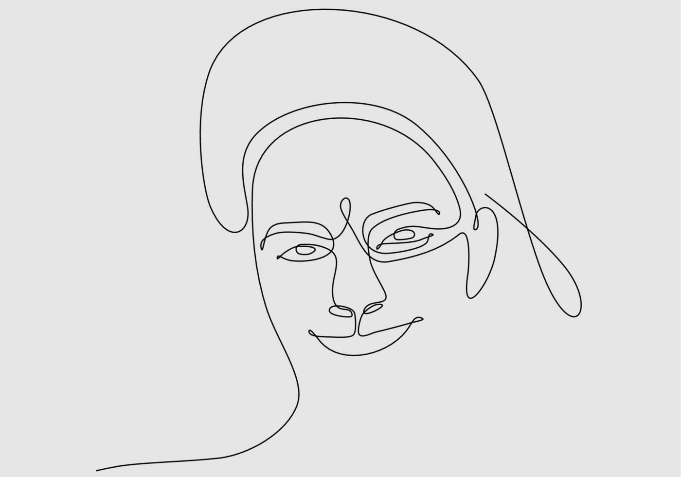 Continuous line drawing Beautiful Woman face portrait. Beauty Skin Care Concept for young female models. Fashion beauty model on white background. Vector