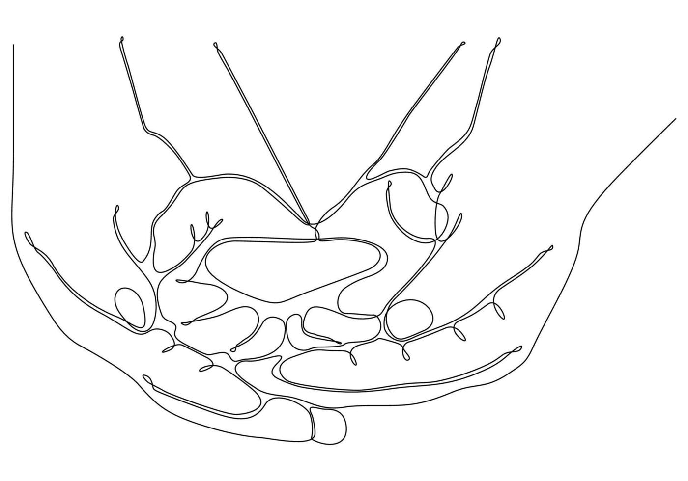Continuous line art Baby holding little finger of adult hand together. One line design style.- vector illustration