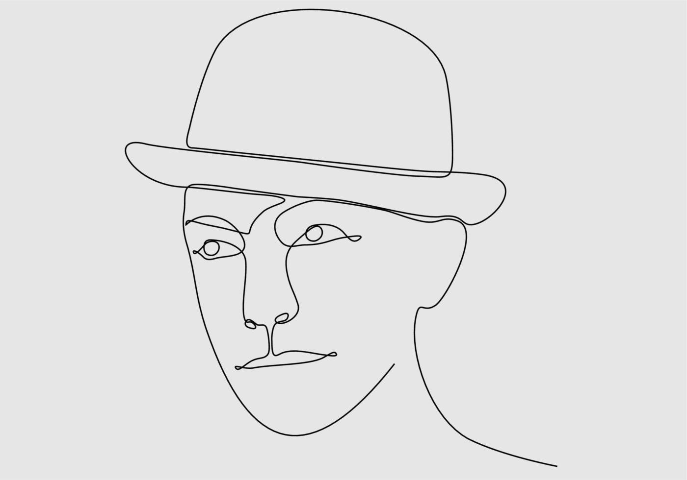 continuous line of hat man vector illustration