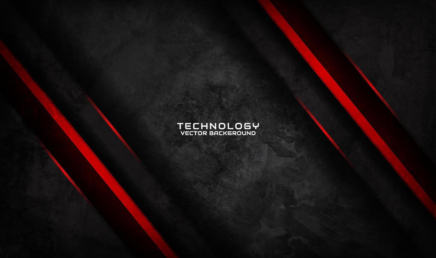 3D black technology abstract background overlap layer on dark space with red light effect decoration. Graphic design element dirty style concept for banner, flyer, card, brochure cover or landing page vector