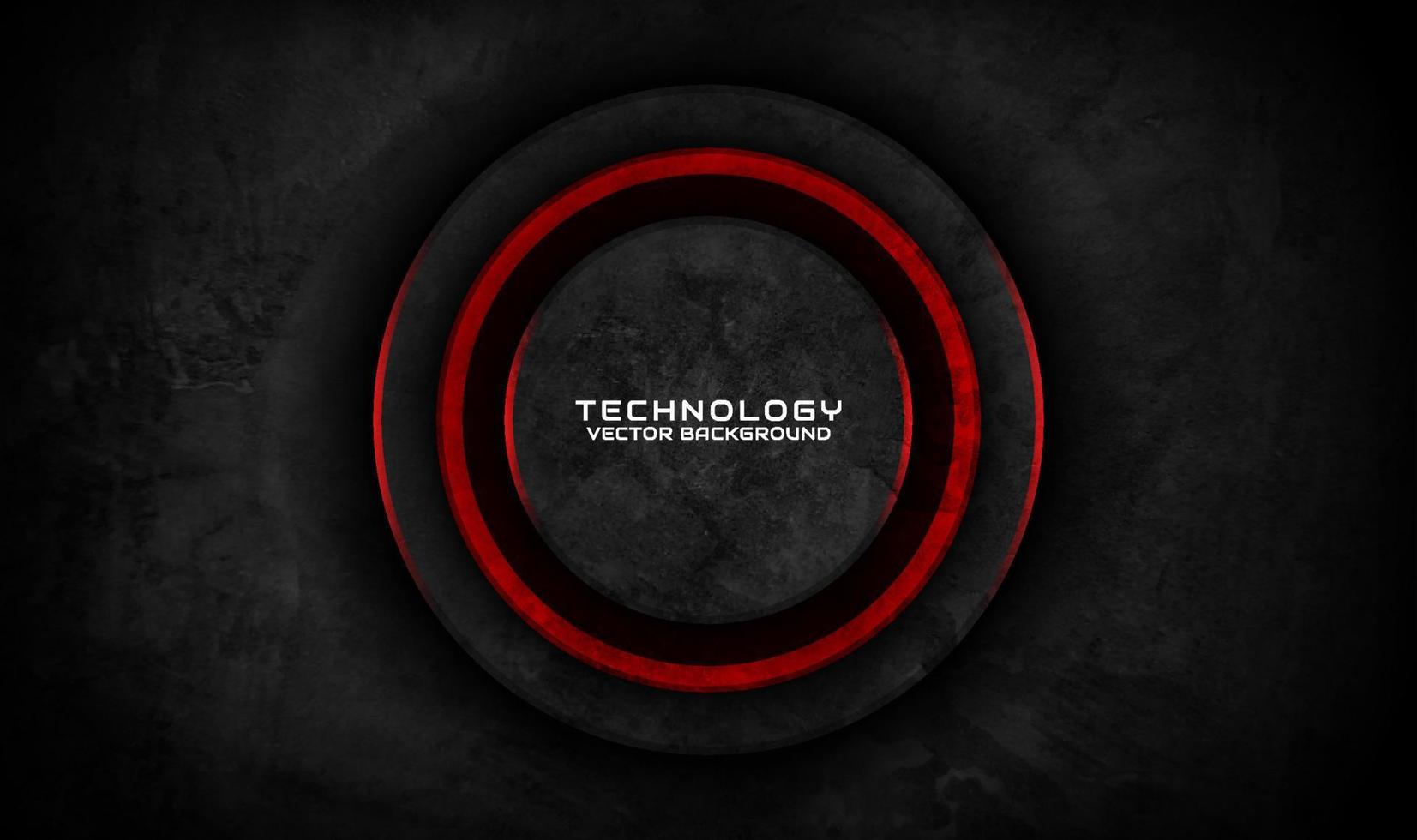 3D black technology abstract background overlap layer on dark space with red light effect decoration. Graphic design element dirty style concept for banner, flyer, card, brochure cover or landing page vector