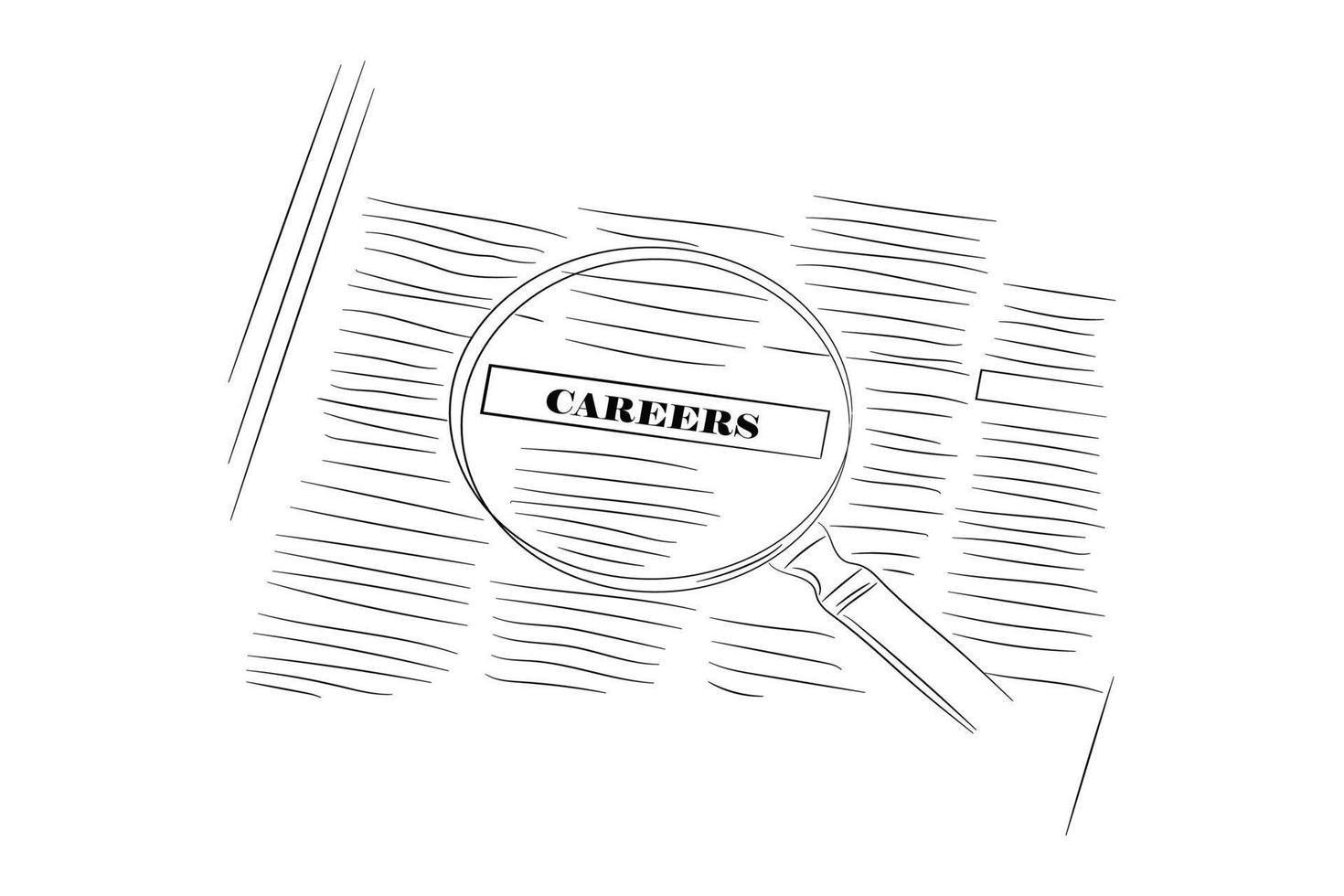 Concept of job seeking process and recruitment ads on media. Vector illustration design.