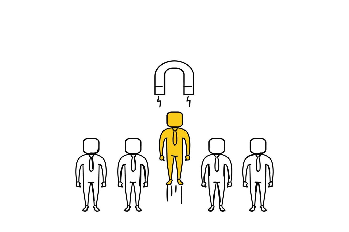 Concept of human resource selection process. Best talent picked by management. Vector illustration design.
