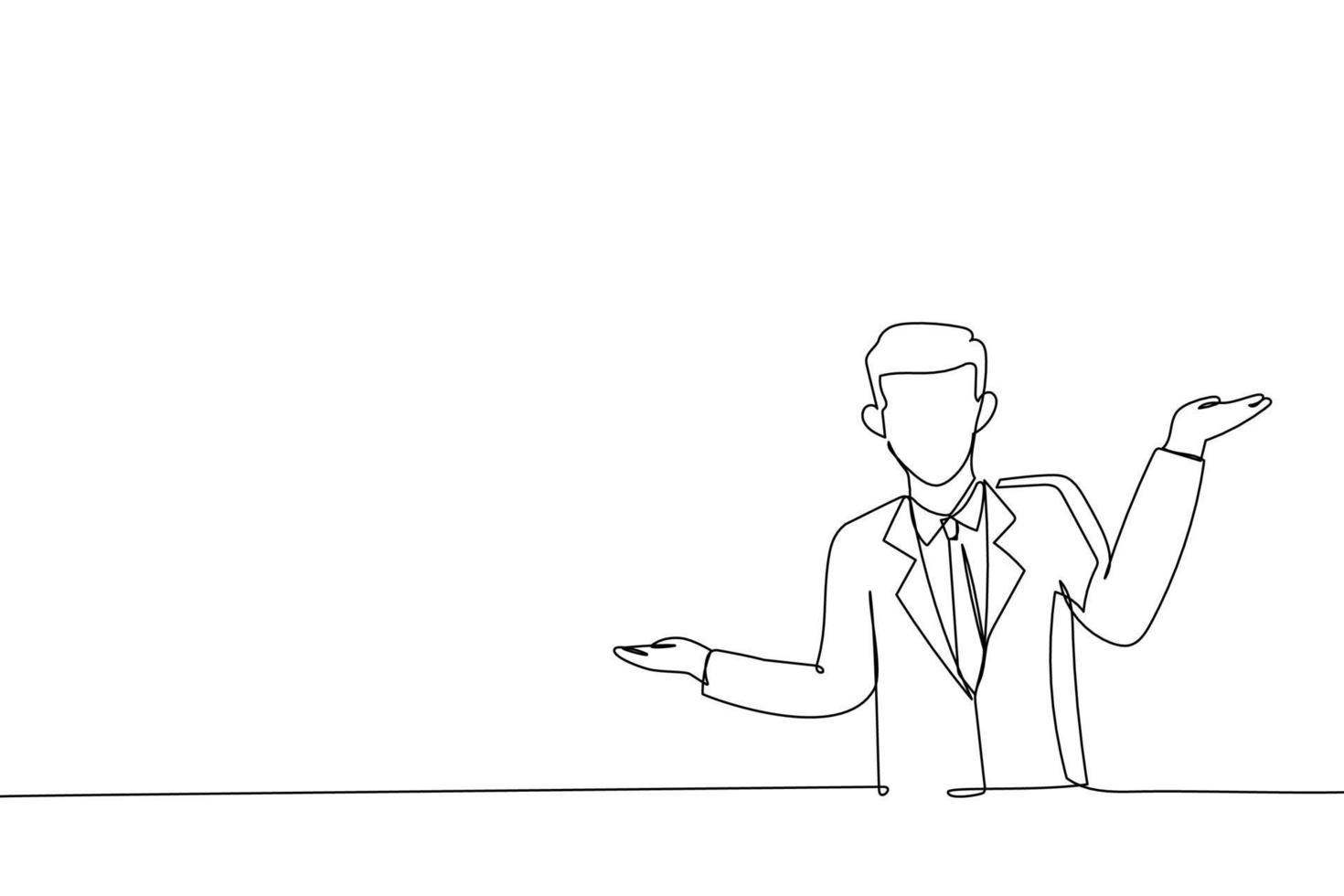Illustration of business man doing a balance. One continuous line art style vector