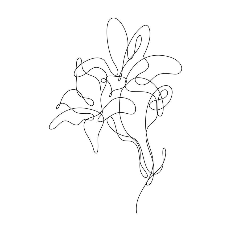 Abstract Flower Lily one line art drawing singulart aesthetic minimalist vector Isolated white background, Perfect for print, wall decor, phone case, shirt, sticker, pillow, acrylic, border, wallpaper