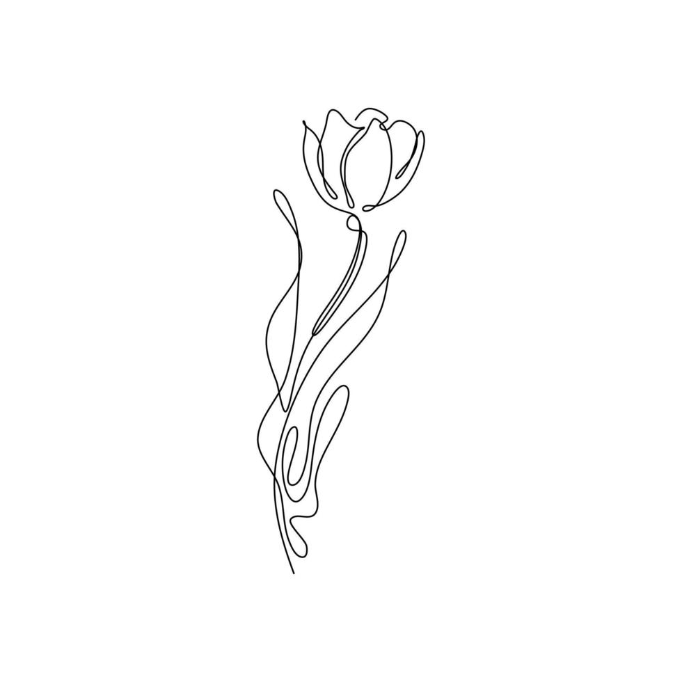 flor abstracta tulipán línea continua dibujo arte singulart estética simple perfecto para impresión, decoración de pared, caja del teléfono, camisa, pegatina, almohada, acrílico, borde, papel pintado, boda vector