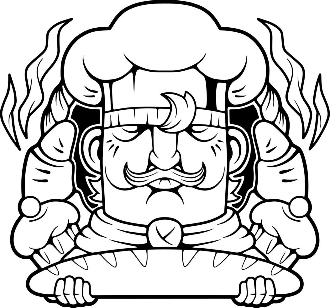 funny chef with pastries vector