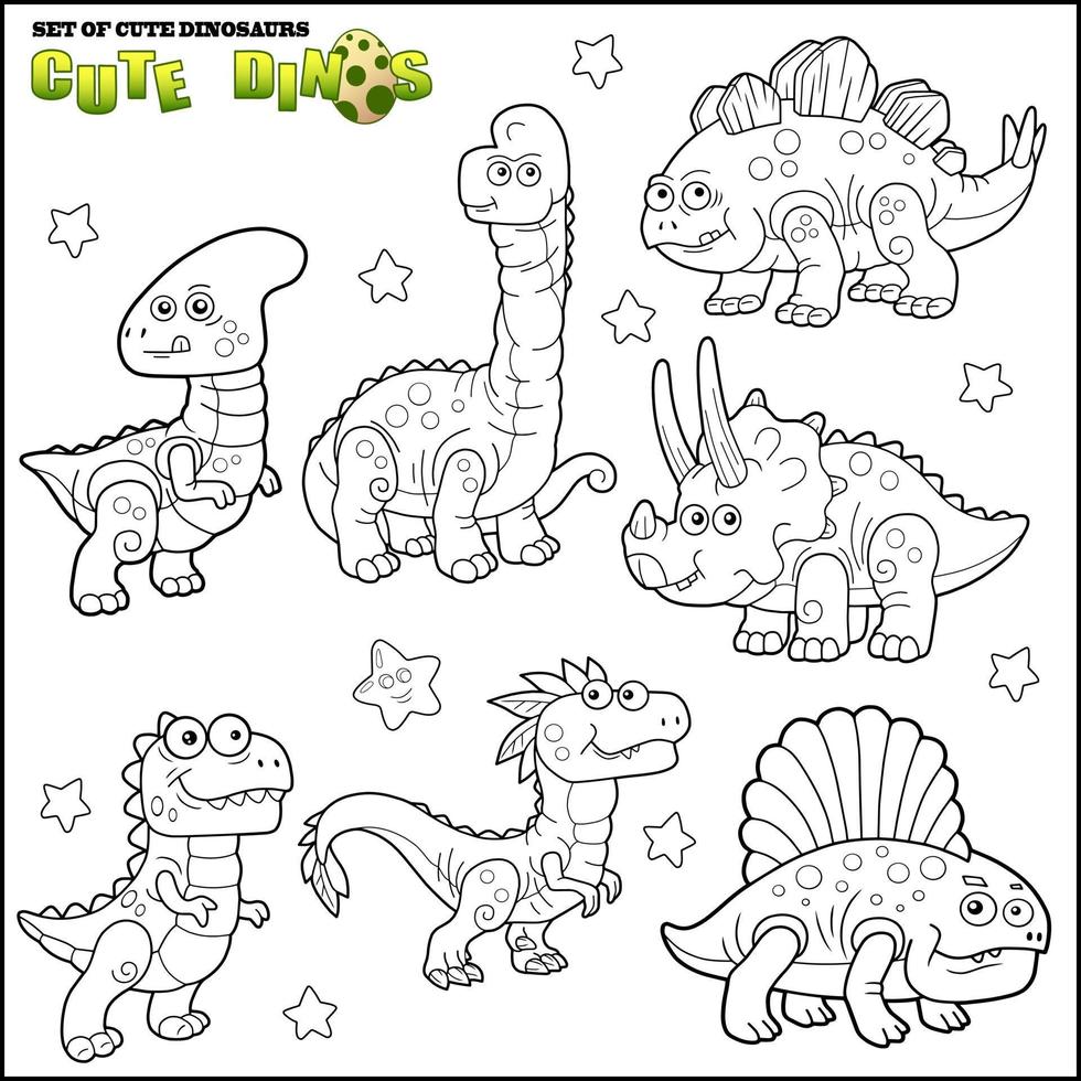 cute dinosaurs image set vector