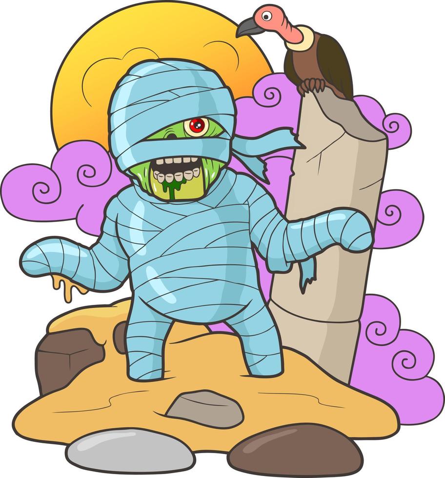 cartoon funny mummy vector