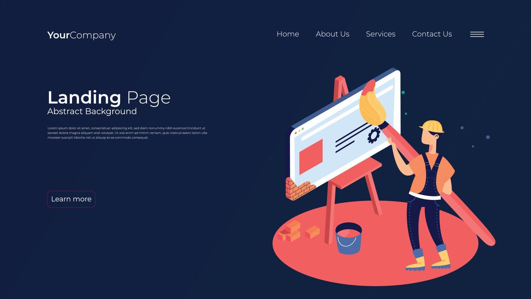 Landing page design style concept illustration web-page background vector