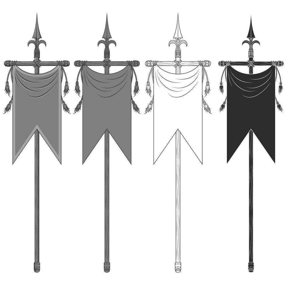 Medieval pennant design on a spear vector