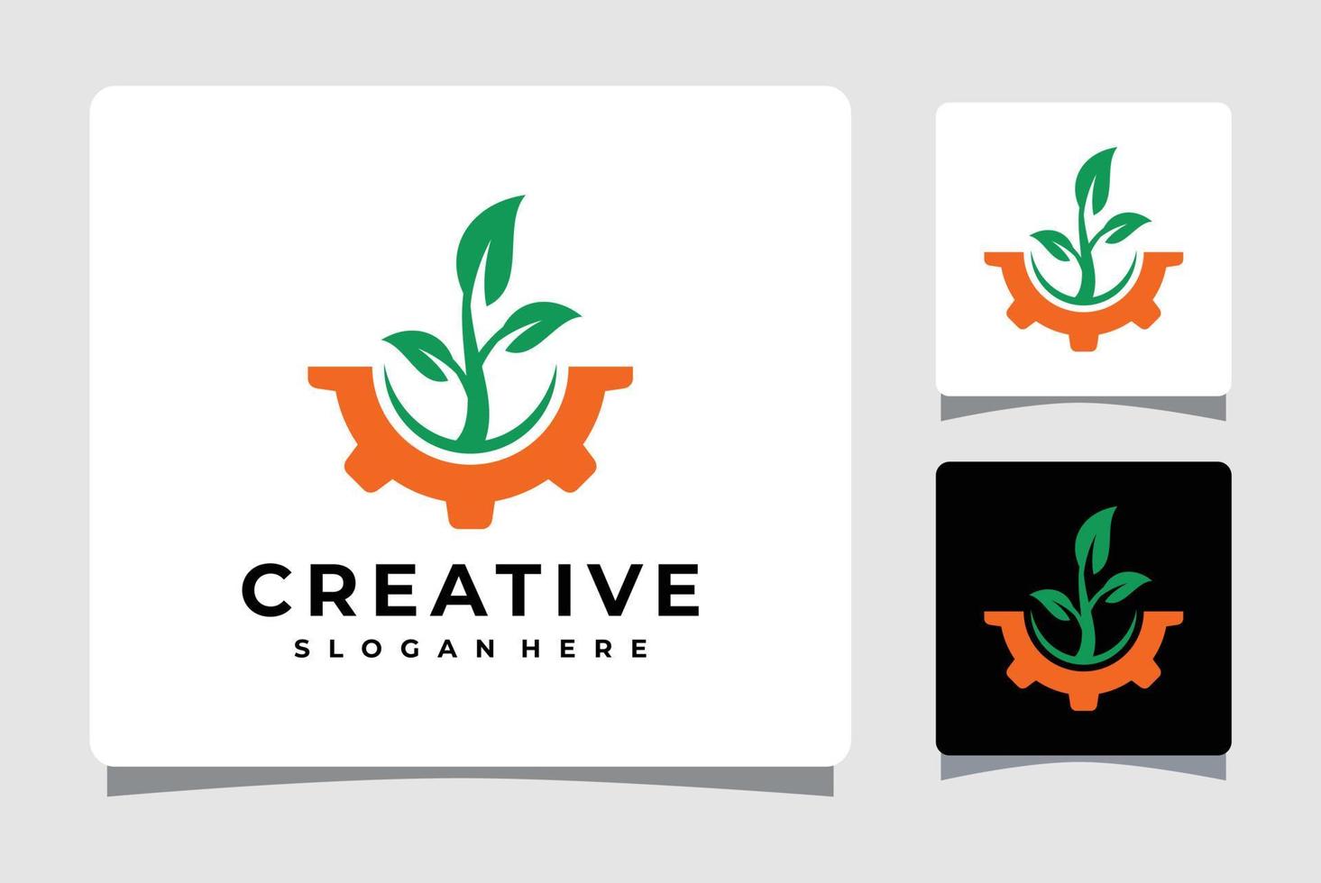 inspiración de diseño de plantilla de logotipo de hoja y engranaje vector