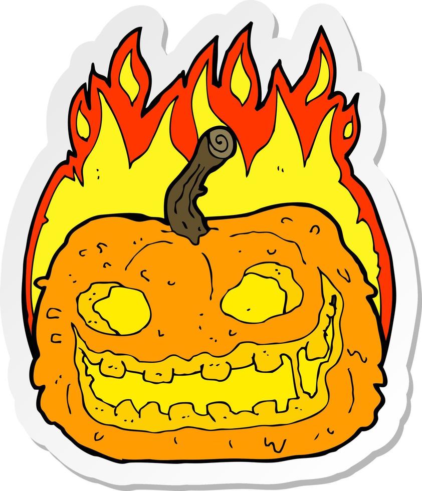 sticker of a cartoon spooky pumpkin vector