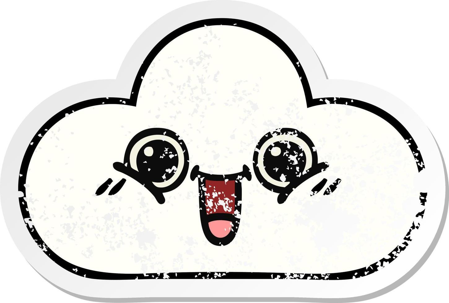 distressed sticker of a cute cartoon cloud vector