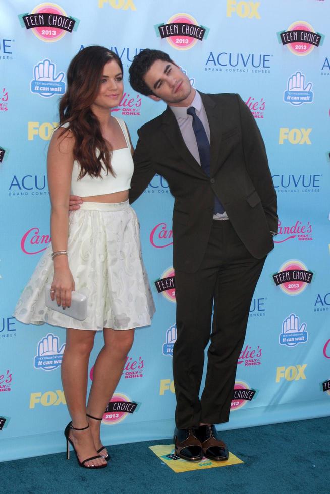 LOS ANGELES, AUG 11 - Lucy Hale, Darren Criss at the 2013 Teen Choice Awards at the Gibson Ampitheater Universal on August 11, 2013 in Los Angeles, CA photo