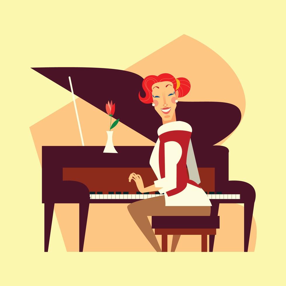 mujer pianista profesional vector