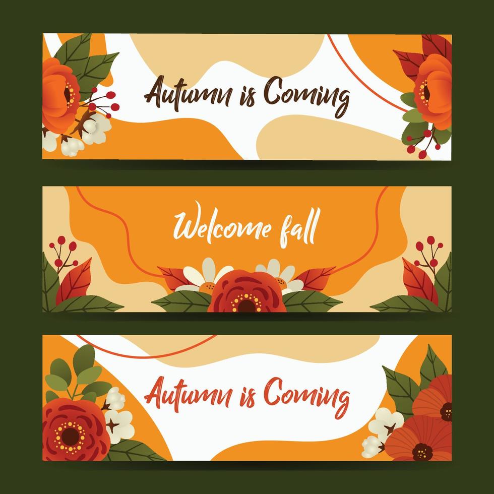Fall Floral Banner vector