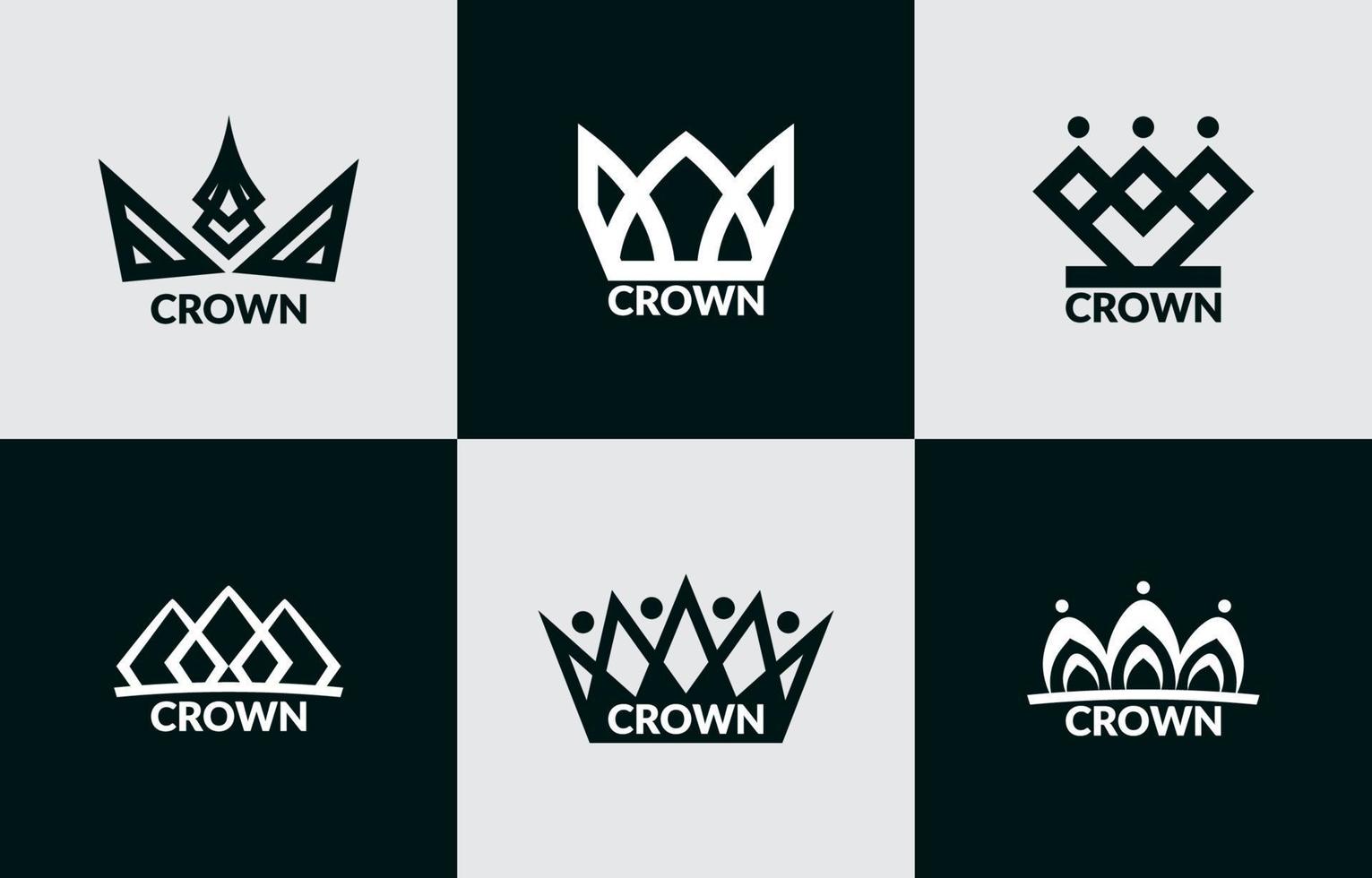 conjunto de conjunto de logotipo de corona vector